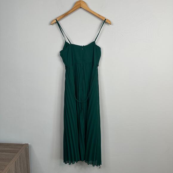 ASOS Forest Green Twist Front Pleated Cami Midi Dress - Picture 9 of 11
